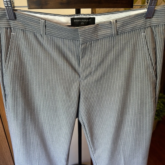 Banana Republic Ryan Mini Stripe Bluestripe Trouser Size 4 - Picture 2 of 8